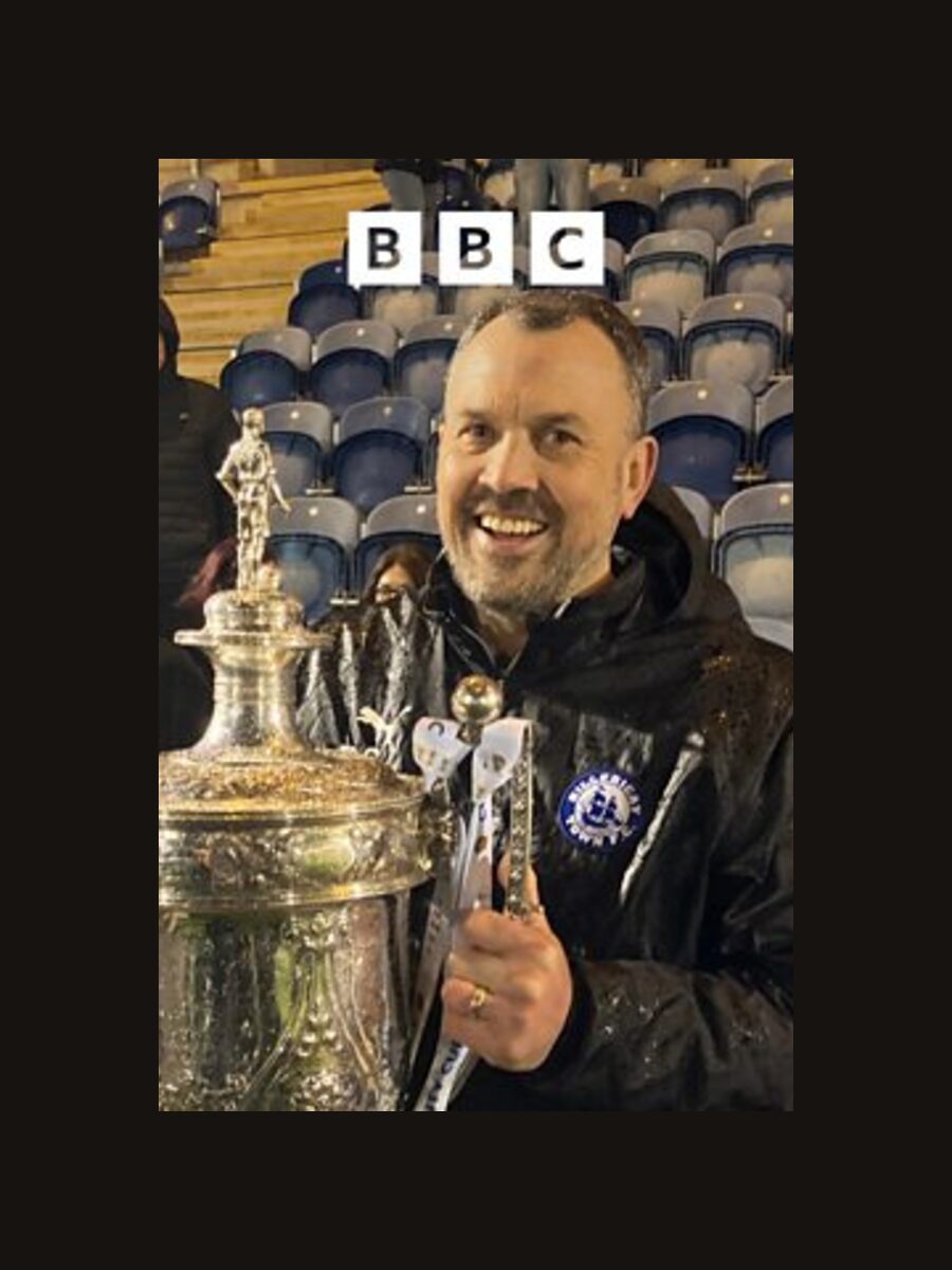 Danny Scopes lifting the BBC Essex Senior Cup with Billericay Town, March 2026